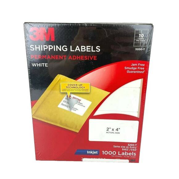 3M Shipping Labels 2" x 4" White 3200-T - 1000 Labels- Sealed Unopened - Picture 1 of 2